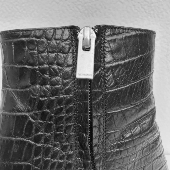 The Kooples ankle bootie WOMENS 5.5 black leather croc embossed georgette boot - Picture 8 of 14